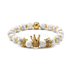 Electroplated Natural Lava Rock & Synthetic Howlite Beads Stretch Bracelets Set for Girl Women&nbsp;BJEW-JB06924
