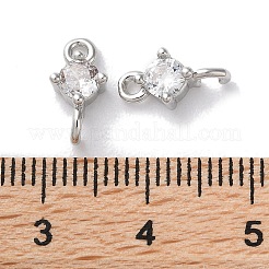 Rack Plating Brass Pave Clear Cubic Zirconia Connector Charms&nbsp;KK-Z039-39P