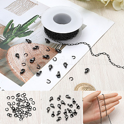 10M Ion Plating(IP) 304 Stainless Steel Paperclip Chains wih 50Pcs Open Jump Rings with 20Pcs  Lobster Claw Clasps&nbsp;FIND-SC0012-56C