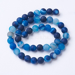 Natural Grade A Striped Agate/Banded Agate Beads Strands&nbsp;X-G-E478-05-10mm