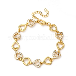 Brass Micro Pave Clear Cubic Zirconia Link Bracelets for Women&nbsp;BJEW-D342-03G