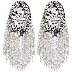2Pcs Felt & Iron & Rhinestone Tassel Epaulette&nbsp;AJEW-CN0007-74A-P
