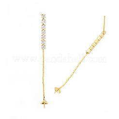 Brass Micro Pave Clear Cubic Zirconia Stud Earring Findings&nbsp;KK-S360-172B