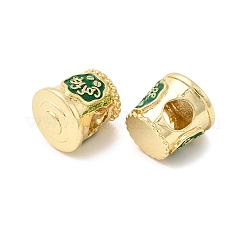 Brass Micro Pave Cubic Zirconia European Beads&nbsp;KK-H519-01G