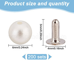 200 Sets ABS Plastic Imitation Pearl Rivet Studs&nbsp;KY-GO0001-06A
