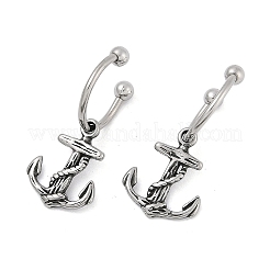 Anchor 316 Surgical Stainless Steel Dangle Half Hoop Earrings for Women&nbsp;EJEW-G416-43AS
