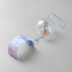 High Borosilicate Glass Round Japanese Wind Chime&nbsp;HJEW-WH0130-05F