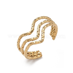 304 Stainless Steel Triple Wave Cuff Open Rings for Women&nbsp;RJEW-A095-03G