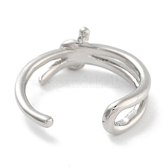 Bowknot Rack Plating Brass Open Cuff Rings&nbsp;RJEW-Z059-17P