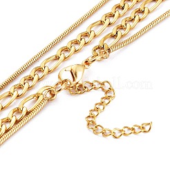 304 Stainless Steel Double Layer Necklaces&nbsp;NJEW-M181-23G