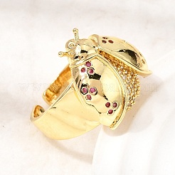 Brass Micro Pave Cubic Zirconia Cuff Open Rings&nbsp;RJEW-D346-01G-01