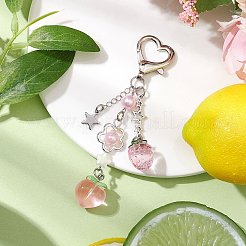 Peach Strawberry Acrylic & Resin Pendant Decorations&nbsp;HJEW-JM02373