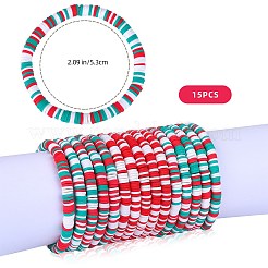 Handmade Polymer Clay Heishi Surfer Stretch Bracelets Set&nbsp;BJEW-SW00099-01