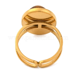 Oval Natural Tiger Eye Finger Rings&nbsp;RJEW-Q822-05G