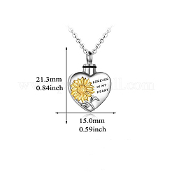 Alloy Heart with Sunflower Urn Ashes Pendant Necklace&nbsp;BOTT-PW0002-015P