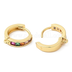 Rack Plating Brass Pave Colorful Cubic Zirconia Hoop Earrings Findings&nbsp;KK-Q781-06G