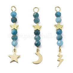 3Pcs 3 Styles Natural Apatite Faceted Round Beaded Pendants&nbsp;PALLOY-JF03604-05