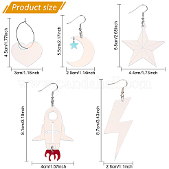 5 Pairs 5 Styles Rainbow Color Acrylic Dangle Earrings with Iron Pins&nbsp;EJEW-AN0003-62