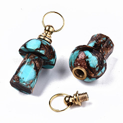 Assembled Natural Bronzite and Synthetic Turquoise Openable Perfume Bottle Pendants&nbsp;LS-G-S366-057A