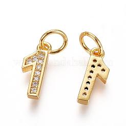 Brass Micro Pave Clear Cubic Zirconia Charms&nbsp;ZIRC-L092-01-G