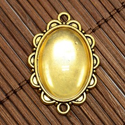 25x18mm Oval Dome Clear Glass Cover and Antique Golden Alloy Cabochon Connector Settings Sets&nbsp;DIY-X0082-AG-NF
