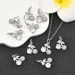 SHEGRACE Brass Micro Pave Clear Cubic Zirconia Pendants&nbsp;XGRQ2C859-411P