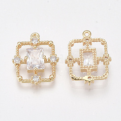 Brass Cubic Zirconia Pendants&nbsp;KK-T038-503A