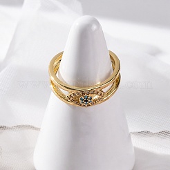 Brass Micro Pave Clear Cubic Zirconia Cuff Rings for Women&nbsp;RJEW-C118-01G