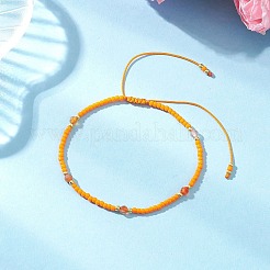 Natural Carnelian & Seed Glass Beaded Braided Bead Bracelets&nbsp;BJEW-JB12605-03
