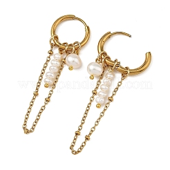 Natural Cultured Freshwater Pearl Hoop Earrings&nbsp;EJEW-JE07491