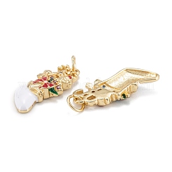 Christmas Themed Brass Micro Pave Cubic Zirconia Pendants&nbsp;ZIRC-L101-02G