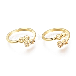 Brass Micro Pave Clear Cubic Zirconia Cuff Rings&nbsp;RJEW-I073-10G