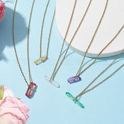 Dyed Natural Quartz Crystal Bullet Pendant Necklaces&nbsp;NJEW-JN04536