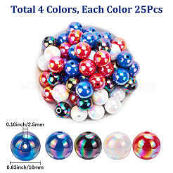 100Pcs 4 Colors UV Plating Opaque Acrylic Beads&nbsp;OACR-SP0002-31