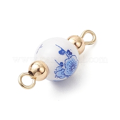 Handmade Flower Printed Porcelain Ceramic Round Links Connector Charms&nbsp;PALLOY-JF04451-02