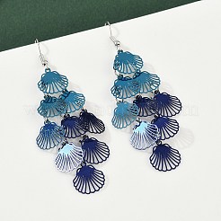 430 Stainless Steel Shell Shape Dangle Earrings&nbsp;EJEW-A137-03P-01
