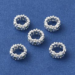 Silver Brass with Cubic Zirconia European Beads&nbsp;KK-B088-01B-01S