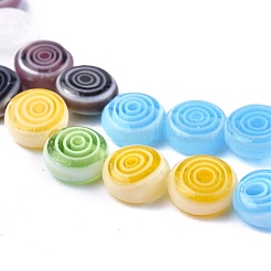 Flat Round Handmade Millefiori Glass Beads&nbsp;LK-R004-51