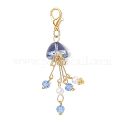 8Pcs 4 Colors Imitated Pearl Acrylic Beads with Glass Pendant Decorations&nbsp;HJEW-JM04716-02