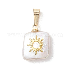 3Pcs 3 Styles Baroque Natural Keshi Pearl Square Charms&nbsp;PALLOY-JF04957