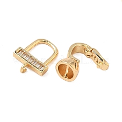 Brass Micro Pave Clear Cubic Zirconia Fold Over Clasps&nbsp;KK-S531-32G