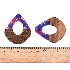 Transparent Resin and Walnut Wood Pendants&nbsp;RESI-T057-07G