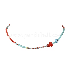 Handmade Lampwork Evil Eye & Glass & Natural Pearl Beaded Necklaces for Women&nbsp;NJEW-JN06425