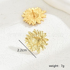 Elegant 201 Stainless Steel Sunflower Stud Earrings&nbsp;HV3770