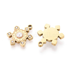 304 Stainless Steel Rhinestone & ABS Imitation Pearl Pendants&nbsp;STAS-T074-11G