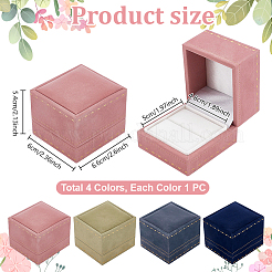 4Pcs 4 Colors Velvet Ring Package Boxes&nbsp;CON-PH0003-82