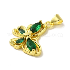 Brass with Glass Pendants&nbsp;KK-Z042-01G-04