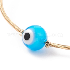 Lampwork Round with Evil Eye Beaded Cuff Bangle&nbsp;BJEW-JB08333-02