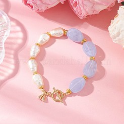 3Pcs 3 Styles Imitation Gemstone & ABS Imitation Pearl Acrylic Beaded Bracelets for Women&nbsp;BJEW-JB12157