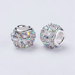 Silver Color Plated Alloy Grade A Rhinestone European Beads&nbsp;CPDL-J024-02S